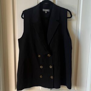 Marled Black Double-Breasted Knit Vest